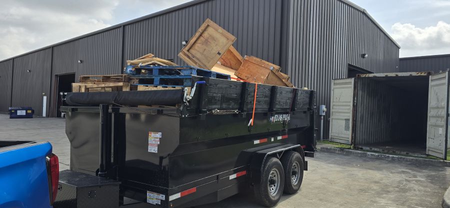 Trailer loaded with construction debris