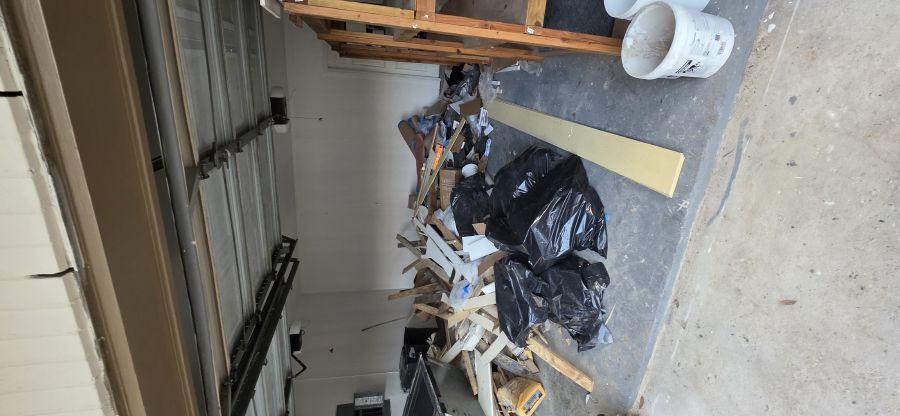 Garage debris before removal